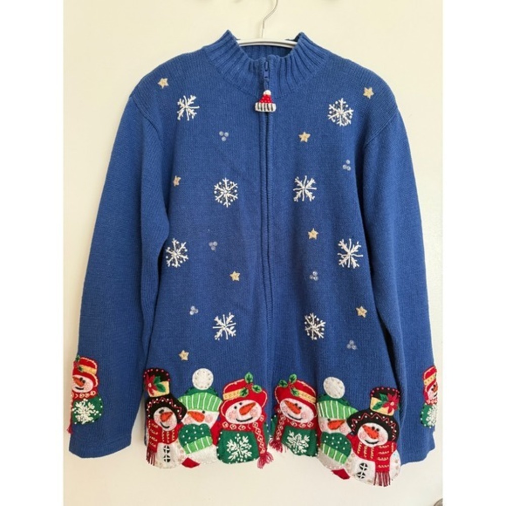 Vintage Snowman Christmas Sweater - Cute “Ugly Christmas Sweater” - Picture 9 of 9